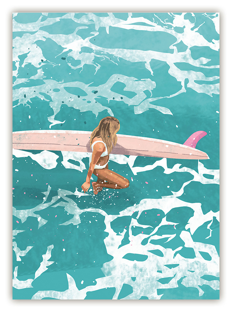 Girl going surfing, o.T. (hoch)