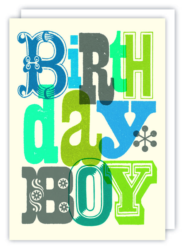 Julia Trigg type set BIRTHDAY BOY