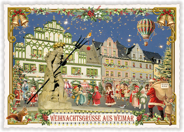 Städte-Postkarte, Weihnachtsgrüsse aus Weimar (Quer)