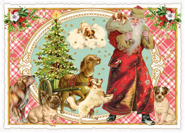 Weihnachtsmann mit Hunden o.T. (Quer)