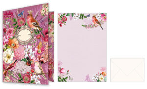 Briefpapier - Design: Vögel mit Blumen