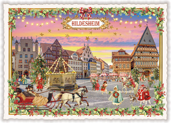 Städte-Postkarte, Hildesheim. Historischer Marktplatz (Quer)
