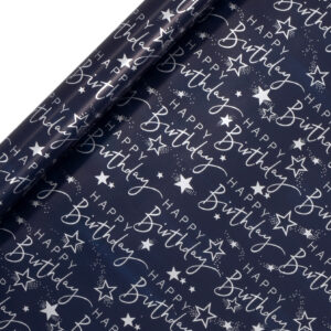 Rollengeschenkpapier - Happy Birthday Script Blue (4m)