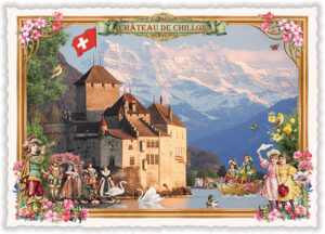 Städte-Postkarte, Veytaux, Château de Chillon (Quer)