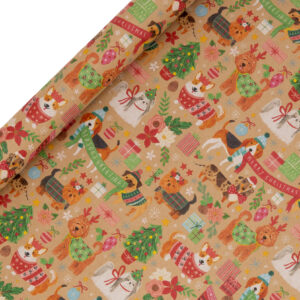 Rollengeschenkpapier - Santa Paws Kraft (3m)