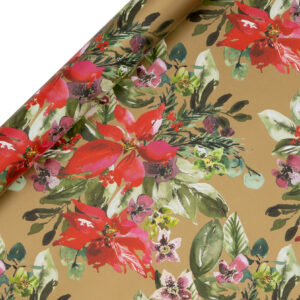 Rollengeschenkpapier - Plush Poinsettia Gold (4m)