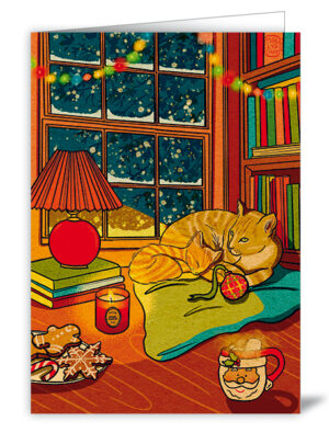 cats resting by the window, Christmas atmosphere