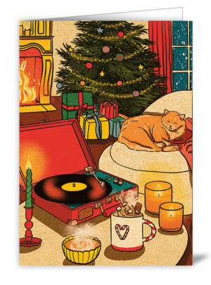 cat sleeping, Christmas atmosphere